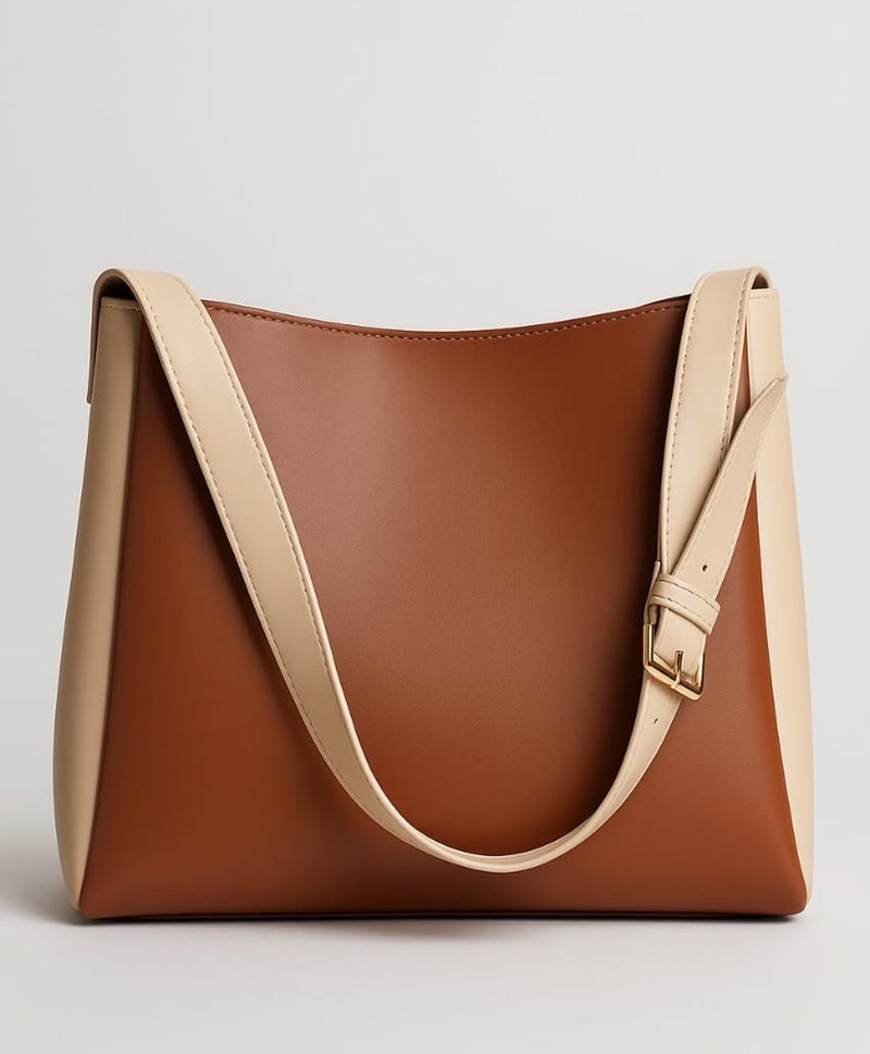 Osman Women Tan and Beige Tote - Image 1